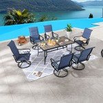 Blue Metal Swivel Patio Dining Chair Set of 6