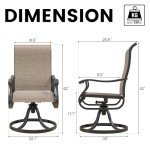 VONZOY Set of 6 Outdoor Swivel Dining Chairs