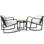Flamaker 3-Piece Wicker Rocking Chair Set