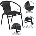 2 Pack Black Rattan Stack Chairs for Patio