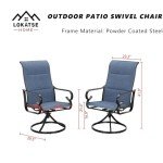 Blue Metal Swivel Patio Dining Chair Set of 6
