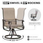 VONZOY Set of 6 Outdoor Swivel Dining Chairs
