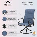 Blue Metal Swivel Patio Dining Chair Set of 6