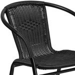 2 Pack Black Rattan Stack Chairs for Patio