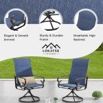Blue Metal Swivel Patio Dining Chair Set of 6