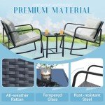 Flamaker 3-Piece Wicker Rocking Chair Set