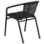 2 Pack Black Rattan Stack Chairs for Patio