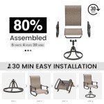 VONZOY Set of 6 Outdoor Swivel Dining Chairs