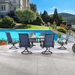 Blue Metal Swivel Patio Dining Chair Set of 6