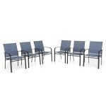 MIXPATIO Blue Patio Dining Chairs Set of 6