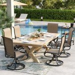VONZOY Set of 6 Outdoor Swivel Dining Chairs