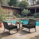 Homall 3-Piece Outdoor Bistro Set with Cushions