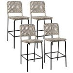 Sundale Outdoor Wicker Bar Stool Set of 4