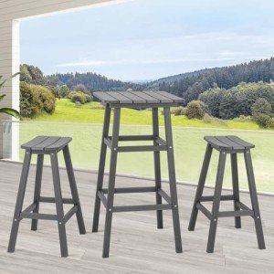 3-Piece Adirondack Outdoor Bar Set - Grey