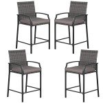 Stylish Wicker Bar Stools Set for Outdoors