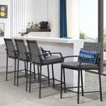 Stylish Wicker Bar Stools Set for Outdoors