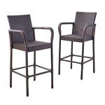 Brown Outdoor Bar Stools, Set of 2