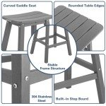 3-Piece Adirondack Outdoor Bar Set - Grey