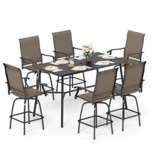 Sophia & William Outdoor Bar Set with Swivel Chairs