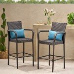 Brown Outdoor Bar Stools, Set of 2
