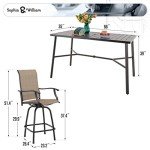 Sophia & William Outdoor Bar Set with Swivel Chairs