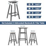 3-Piece Adirondack Outdoor Bar Set - Grey