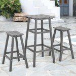3-Piece Adirondack Outdoor Bar Set - Grey