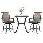 3-Piece Outdoor Bar Set with Swivel Chairs