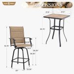 Sophia & William Outdoor Bar Table and Chairs Set