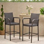 Brown Outdoor Bar Stools, Set of 2