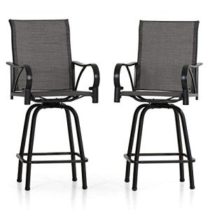 PHI VILLA Outdoor Swivel Bar Stools Set of 2