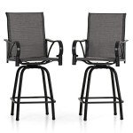 PHI VILLA Outdoor Swivel Bar Stools Set of 2