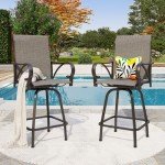PHI VILLA Outdoor Swivel Bar Stools Set of 2