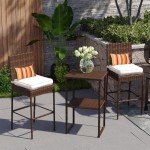 Sundale 30" Outdoor Wicker Bar Stool Set of 2