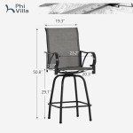 PHI VILLA Outdoor Swivel Bar Stools Set of 2