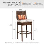 Sundale 30" Outdoor Wicker Bar Stool Set of 2
