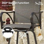 PHI VILLA Outdoor Swivel Bar Stools Set of 2