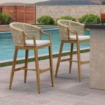 Purple Leaf Outdoor Bar Stool Set of 2