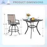 3-Piece Outdoor Bar Set with Swivel Chairs