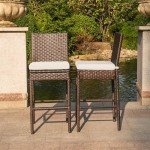 Sundale 30" Outdoor Wicker Bar Stool Set of 2