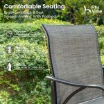 PHI VILLA Outdoor Swivel Bar Stools Set of 2