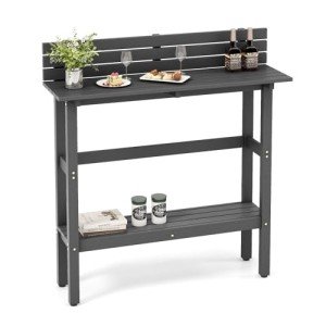 Tangkula 48-Inch Outdoor Bar Table with Storage