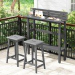 Tangkula 48-Inch Outdoor Bar Table with Storage
