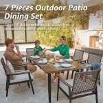 7-Piece Outdoor Patio Dining Set with Umbrella Hole