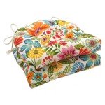 Bright Floral Reversible Chair Pads - 2 Pack
