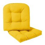 Yellow Tufted Seat Cushions for Patio Chairs - 2 Pack