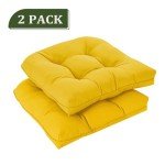 Yellow Tufted Seat Cushions for Patio Chairs - 2 Pack