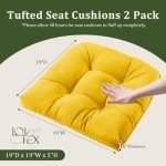 Yellow Tufted Seat Cushions for Patio Chairs - 2 Pack