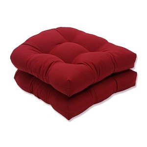 Pompeii Tufted Round Seat Cushions, Red - 2 Pack