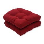 Pompeii Tufted Round Seat Cushions, Red - 2 Pack